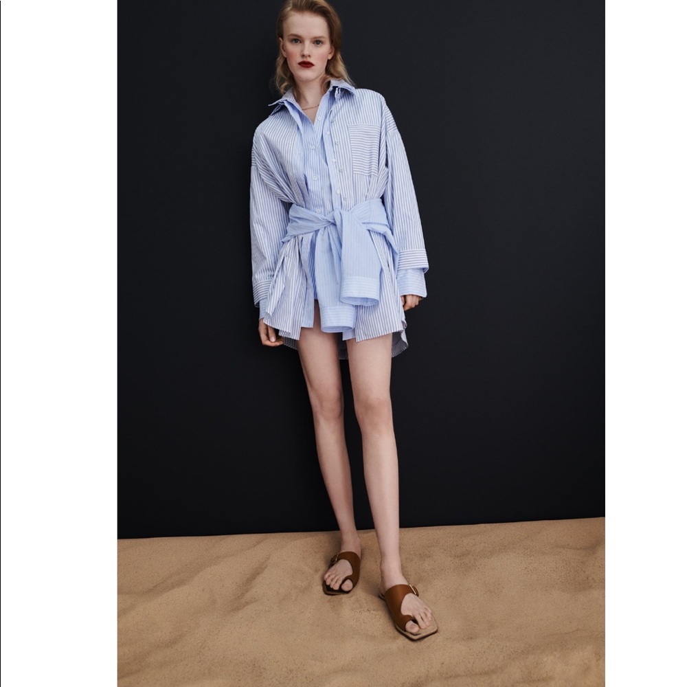 Zara Brown Leather Square open Toe sandals - Picture 2 of 8